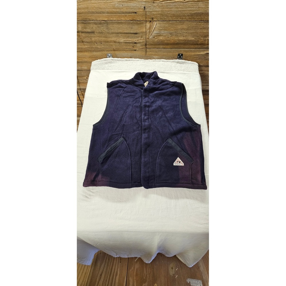 Bulwark FR Mens XXL Navy Blue Flame Resistant Fleece Work Vest CAT 2